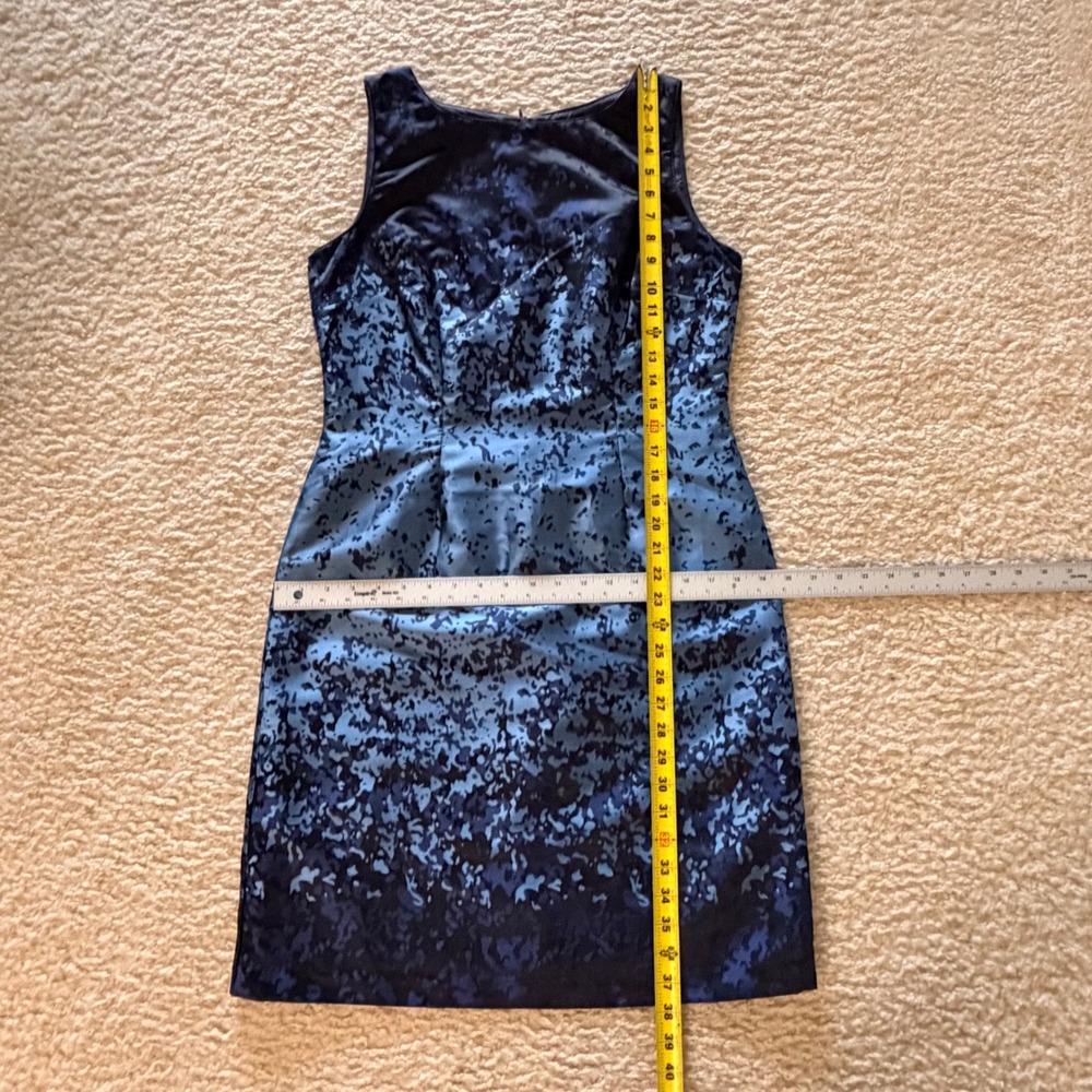 Mario Serrani Italy Navy Blue‎ Abstract Jacquard Sleeveless Sheath Dress Size 8 - Picture 9 of 11